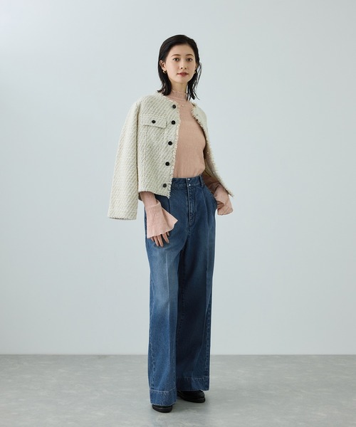 ROPE'（ロペ）の「テンセルデニムストレートワイドパンツ/イージーケア・セットアップ対応（デニムパンツ・レディース・ネイビー/ブルー・40/38/36）」の21枚目の写真