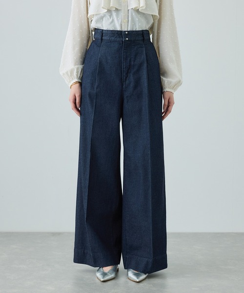 ROPE'（ロペ）の「テンセルデニムストレートワイドパンツ/イージーケア・セットアップ対応（デニムパンツ・レディース・ネイビー/ブルー・40/38/36）」の10枚目の写真