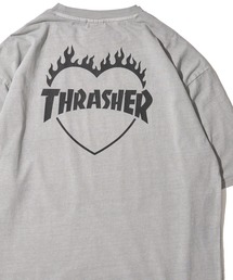 【THRASHER / スラッシャー】ピグメント バーニングハートロゴ クルーネックTシャツ