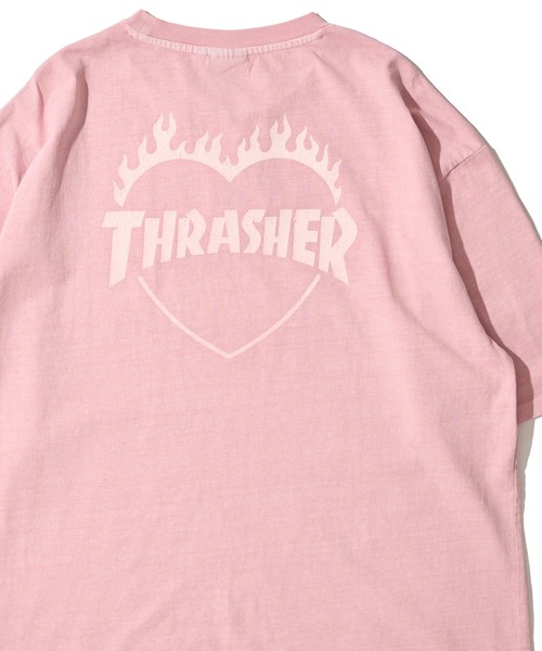 THRASHER（スラッシャー）の「【THRASHER / スラッシャー】ピグメント バーニングハートロゴ クルーネックTシャツ（Tシャツ/カットソー・メンズ・グレー系1/ピンク/ブラウン/サックスブルー/グレー系2/グレー・MEDIUM/X-LARGE/LARGE）」の6枚目の写真