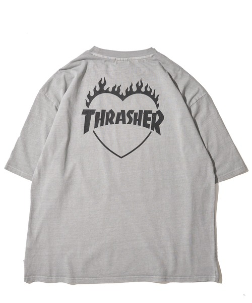 THRASHER（スラッシャー）の「【THRASHER / スラッシャー】ピグメント バーニングハートロゴ クルーネックTシャツ（Tシャツ/カットソー・メンズ・グレー系1/ピンク/ブラウン/サックスブルー/グレー系2/グレー・MEDIUM/X-LARGE/LARGE）」の8枚目の写真