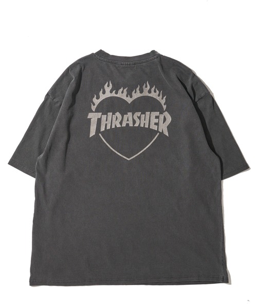THRASHER（スラッシャー）の「【THRASHER / スラッシャー】ピグメント バーニングハートロゴ クルーネックTシャツ（Tシャツ/カットソー・メンズ・グレー系1/ピンク/ブラウン/サックスブルー/グレー系2/グレー・MEDIUM/X-LARGE/LARGE）」の10枚目の写真