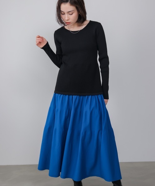 Bou Jeloud(ブージュルード)の「エアリーバイカラーニットワンピース(ワンピース・レディース・ブラウン/ブラック・38)」の2枚目の写真