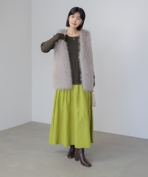 Bou Jeloud(ブージュルード)の「エアリーバイカラーニットワンピース(ワンピース・レディース・ブラウン/ブラック・38)」の15枚目の写真