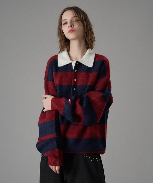 CLASSIC BORDER KNIT POLO / クラシックボーダーニットポロ（ニット