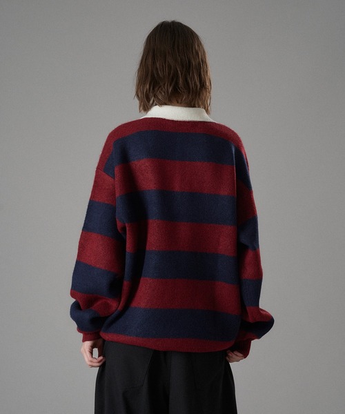 オンシェリー　ONCILY クラシックボーダーニットポロ　ネイビー　Lサイズ CLASSIC BORDER KNIT POLO / クラシックボーダーニットポロ（ニット