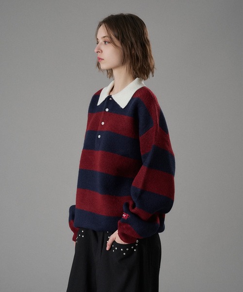 CLASSIC BORDER KNIT POLO / クラシックボーダーニットポロ（ニット