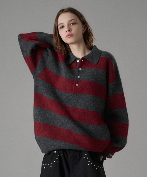 CLASSIC BORDER KNIT POLO / クラシックボーダーニットポロ（ニット