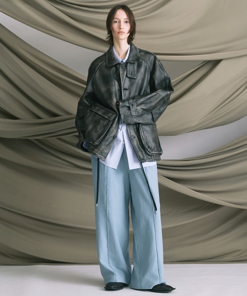 MAISON SPECIAL（メゾンスペシャル）の「《UNISEX》Heavy-Weight Sweat Prime-Wide Pin tuck Easy Pants/ヘビーウェイトスウェットプライムワイドピンタックイージーパンツ【MAISON SPECIAL/メゾンスペシャル】（スウェットパンツ・メンズ・ブラック/ライトブルー/ピンク/オフホワイト/グレー・0/1/2）」の8枚目の写真