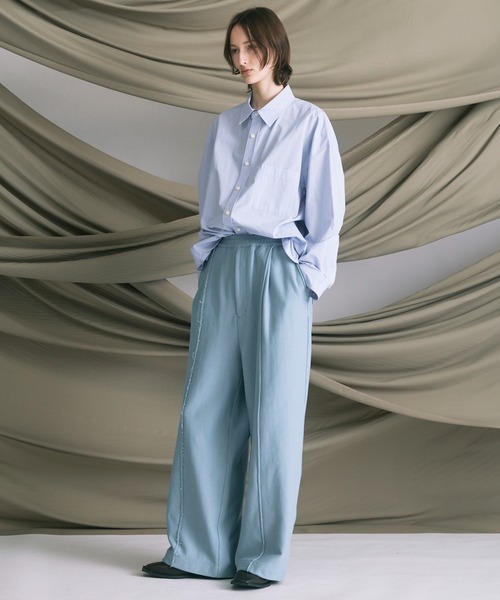 MAISON SPECIAL（メゾンスペシャル）の「《UNISEX》Heavy-Weight Sweat Prime-Wide Pin tuck Easy Pants/ヘビーウェイトスウェットプライムワイドピンタックイージーパンツ【MAISON SPECIAL/メゾンスペシャル】（スウェットパンツ・メンズ・ブラック/ライトブルー/ピンク/オフホワイト/グレー・0/1/2）」の6枚目の写真