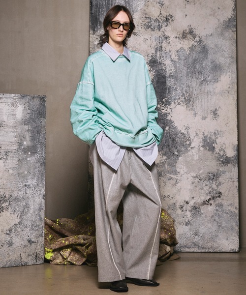 MAISON SPECIAL（メゾンスペシャル）の「《UNISEX》Heavy-Weight Sweat Prime-Wide Pin tuck Easy Pants/ヘビーウェイトスウェットプライムワイドピンタックイージーパンツ【MAISON SPECIAL/メゾンスペシャル】（スウェットパンツ・メンズ・ブラック/ライトブルー/ピンク/オフホワイト/グレー・0/1/2）」の10枚目の写真