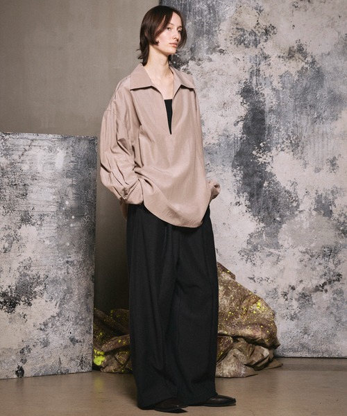 MAISON SPECIAL（メゾンスペシャル）の「《UNISEX》Heavy-Weight Sweat Prime-Wide Pin tuck Easy Pants/ヘビーウェイトスウェットプライムワイドピンタックイージーパンツ【MAISON SPECIAL/メゾンスペシャル】（スウェットパンツ・メンズ・ブラック/ライトブルー/ピンク/オフホワイト/グレー・0/1/2）」の14枚目の写真