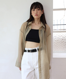 OVERSIZED SHEER SHIRT / KHAKI