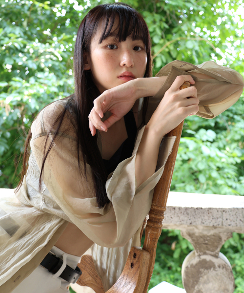 PAUL&ALICE（ポール&アリス）の「OVERSIZED SHEER SHIRT / KHAKI（シャツ/ブラウス・レディース・カーキ・FREE）」の3枚目の写真