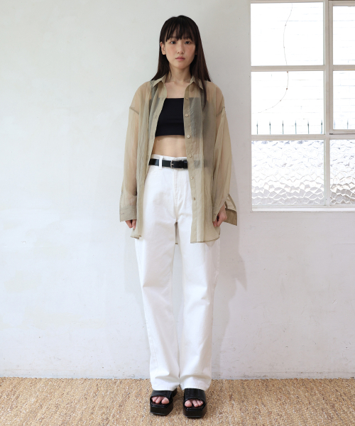 PAUL&ALICE（ポール&アリス）の「OVERSIZED SHEER SHIRT / KHAKI（シャツ/ブラウス・レディース・カーキ・FREE）」の4枚目の写真