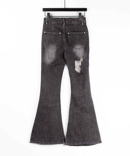 me+em select(ミームセレクト)の「【 2color /3size 】クラッシュダメージヴィンテージフレアデニム / crush damage vintage flare denim(デニムパンツ・レディース・ブラック/ブルー・SMALL/MEDIUM/LARGE)」の19枚目の写真