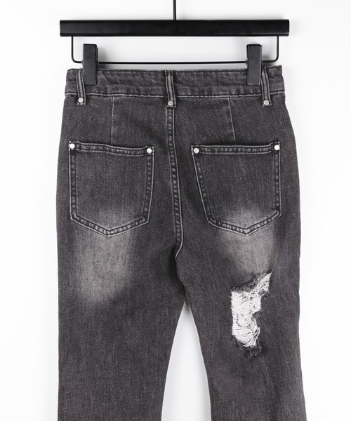 me+em select(ミームセレクト)の「【 2color /3size 】クラッシュダメージヴィンテージフレアデニム / crush damage vintage flare denim(デニムパンツ・レディース・ブラック/ブルー・SMALL/MEDIUM/LARGE)」の21枚目の写真