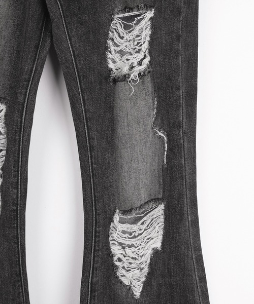 me+em select(ミームセレクト)の「【 2color /3size 】クラッシュダメージヴィンテージフレアデニム / crush damage vintage flare denim(デニムパンツ・レディース・ブラック/ブルー・SMALL/MEDIUM/LARGE)」の22枚目の写真