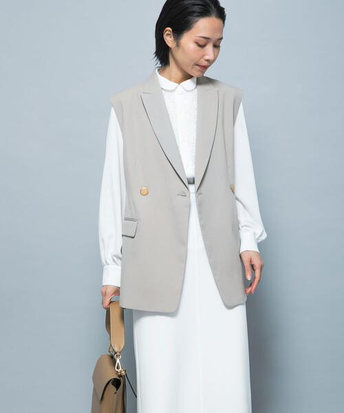 URBAN RESEARCH ROSSO WOMEN(アーバンリサーチ ロッソ)の「防シワシャンブレーツイルダブルジレ(ベスト・レディース・ベージュ系その他/ブラック・FREE)」の3枚目の写真