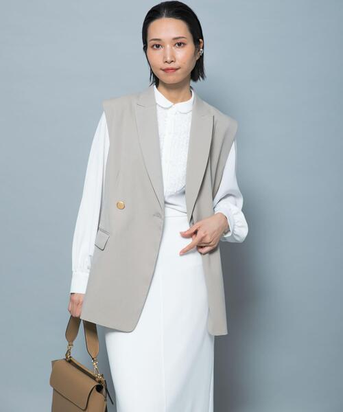 URBAN RESEARCH ROSSO WOMEN(アーバンリサーチ ロッソ)の「防シワシャンブレーツイルダブルジレ(ベスト・レディース・ベージュ系その他/ブラック・FREE)」の4枚目の写真