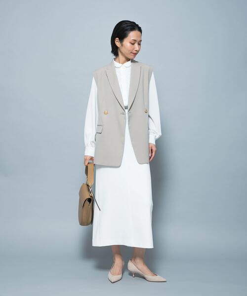 URBAN RESEARCH ROSSO WOMEN(アーバンリサーチ ロッソ)の「防シワシャンブレーツイルダブルジレ(ベスト・レディース・ベージュ系その他/ブラック・FREE)」の6枚目の写真