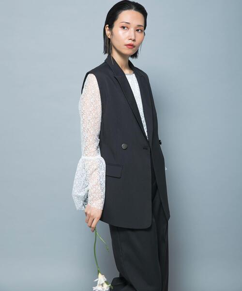 URBAN RESEARCH ROSSO WOMEN(アーバンリサーチ ロッソ)の「防シワシャンブレーツイルダブルジレ(ベスト・レディース・ベージュ系その他/ブラック・FREE)」の12枚目の写真