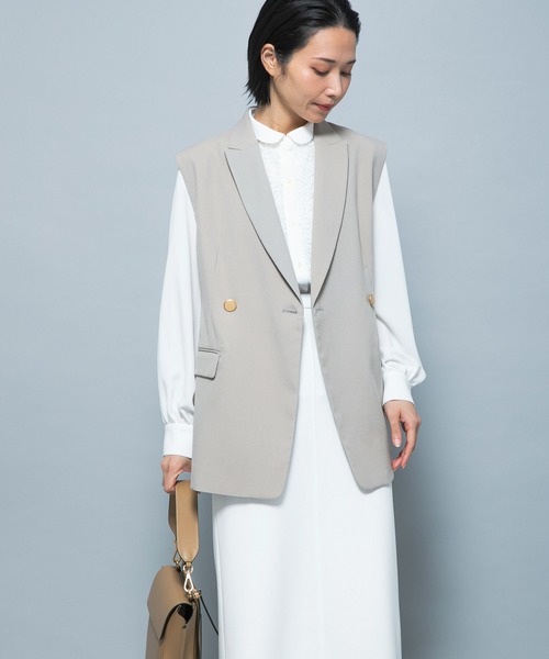 URBAN RESEARCH ROSSO WOMEN(アーバンリサーチ ロッソ)の「防シワシャンブレーツイルダブルジレ(ベスト・レディース・ベージュ系その他/ブラック・FREE)」の7枚目の写真