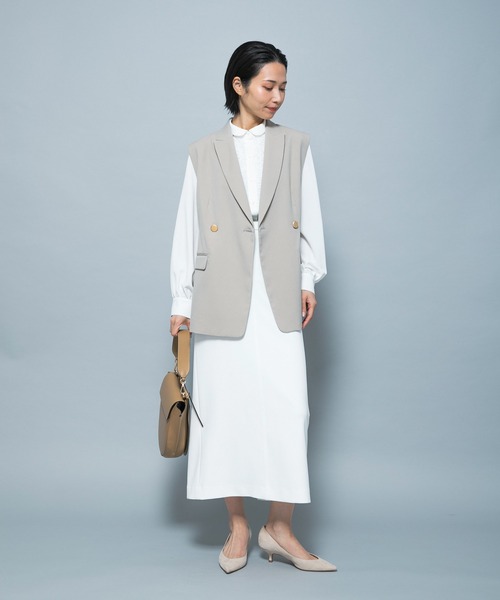 URBAN RESEARCH ROSSO WOMEN(アーバンリサーチ ロッソ)の「防シワシャンブレーツイルダブルジレ(ベスト・レディース・ベージュ系その他/ブラック・FREE)」の10枚目の写真