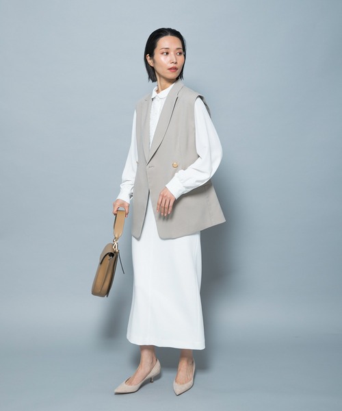 URBAN RESEARCH ROSSO WOMEN(アーバンリサーチ ロッソ)の「防シワシャンブレーツイルダブルジレ(ベスト・レディース・ベージュ系その他/ブラック・FREE)」の11枚目の写真