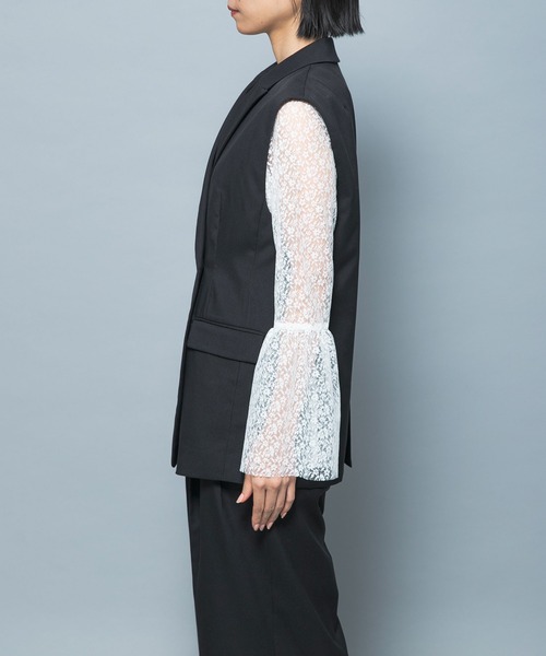 URBAN RESEARCH ROSSO WOMEN(アーバンリサーチ ロッソ)の「防シワシャンブレーツイルダブルジレ(ベスト・レディース・ベージュ系その他/ブラック・FREE)」の13枚目の写真