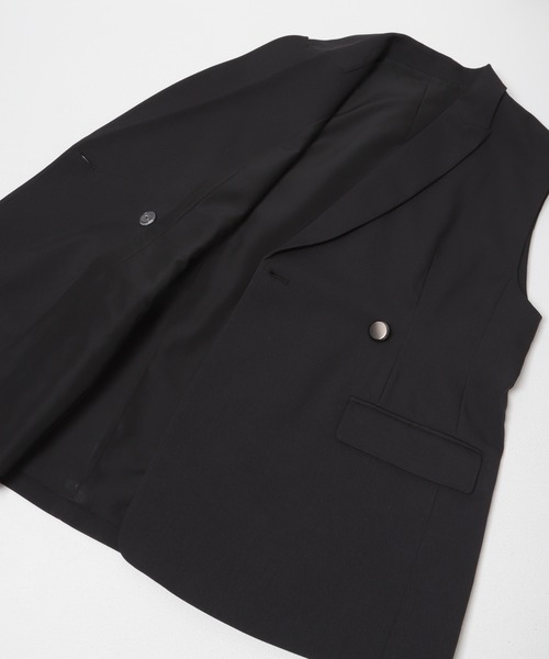 URBAN RESEARCH ROSSO WOMEN(アーバンリサーチ ロッソ)の「防シワシャンブレーツイルダブルジレ(ベスト・レディース・ベージュ系その他/ブラック・FREE)」の19枚目の写真