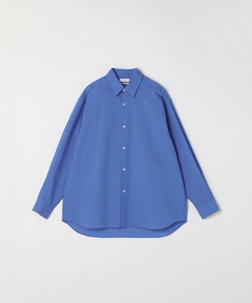 SHIPS any: JAPAN MADE ブルー ストライプ/ソリッド レギュラーカラー