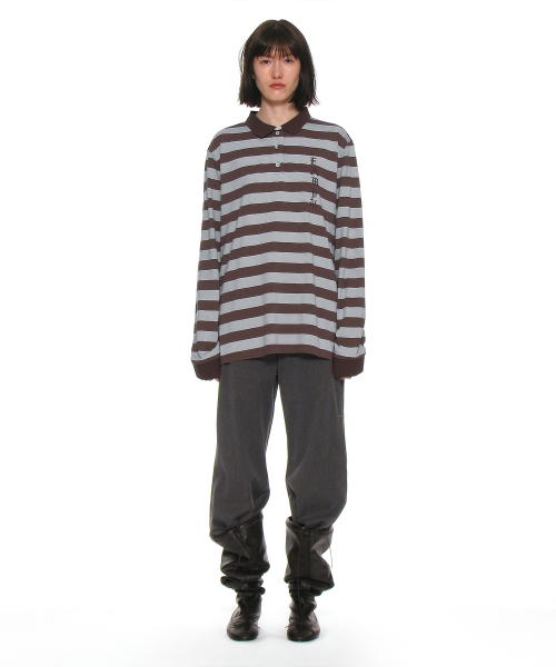 PARTIMENTO WOMEN（パルティメントウィメン）の「チーム76パッチストライプポロTシャツ_ブラウン（ポロシャツ・レディース・その他・ONE SIZE）」の2枚目の写真