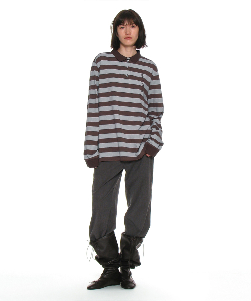 PARTIMENTO WOMEN（パルティメントウィメン）の「チーム76パッチストライプポロTシャツ_ブラウン（ポロシャツ・レディース・その他・ONE SIZE）」の5枚目の写真