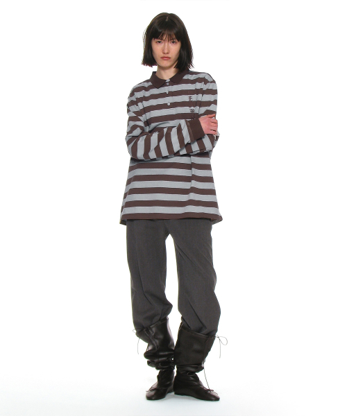 PARTIMENTO WOMEN（パルティメントウィメン）の「チーム76パッチストライプポロTシャツ_ブラウン（ポロシャツ・レディース・その他・ONE SIZE）」の6枚目の写真