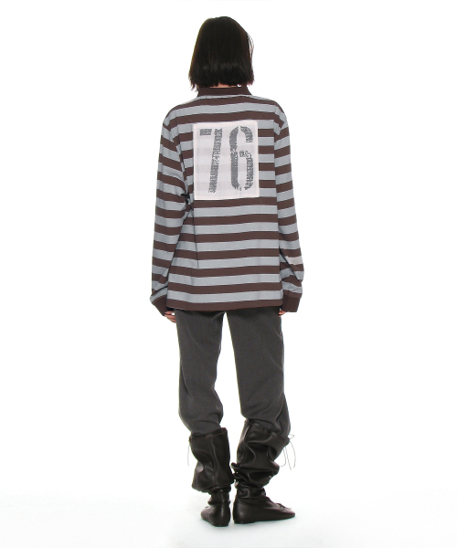PARTIMENTO WOMEN（パルティメントウィメン）の「チーム76パッチストライプポロTシャツ_ブラウン（ポロシャツ・レディース・その他・ONE SIZE）」の7枚目の写真
