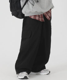 PIANER KIDS（ピアネールキッズ）の「ワイドカーゴストリングコットンパンツ（ブラック）（その他パンツ）」