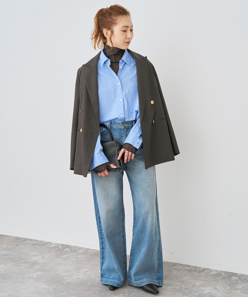 Spick & Span（スピックアンドスパン）の「《追加》ドットチュールハイネックプルオーバー（Tシャツ/カットソー・レディース・ブラック/ホワイト系その他/ブラウン/ホワイト・FREE）」の7枚目の写真