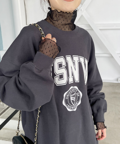 Spick & Span（スピックアンドスパン）の「《追加》ドットチュールハイネックプルオーバー（Tシャツ/カットソー・レディース・ブラック/ホワイト系その他/ブラウン/ホワイト・FREE）」の8枚目の写真