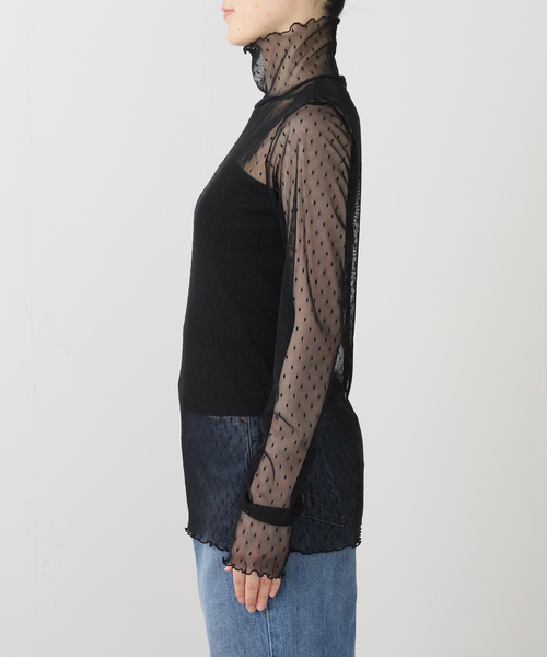 Spick & Span（スピックアンドスパン）の「《追加》ドットチュールハイネックプルオーバー（Tシャツ/カットソー・レディース・ブラック/ホワイト系その他/ブラウン/ホワイト・FREE）」の20枚目の写真