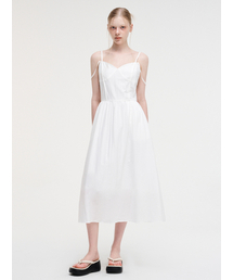 Slip Pintuck Double Strap Dress White