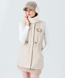 MONBIRDIE GOLF（モンバーディーゴルフ）の「マーチンストリングパディングハーフベストL.BEIGE（ダウンベスト）」