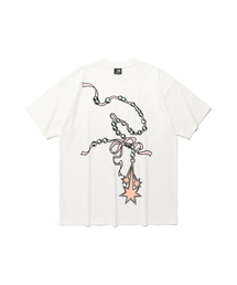 NICE GHOST CLUB | パールネックレス シンボルビッグビッグティー_ホワイト(NG2FMUT544A)(Tシャツ/カットソー)