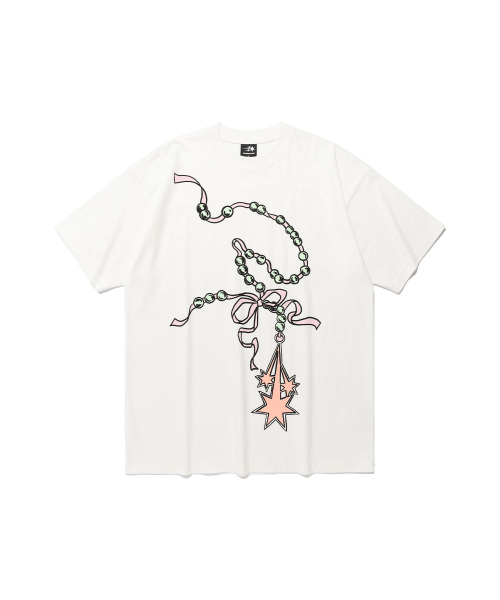 NICE GHOST CLUB(ナイスゴーストクラブ)の「パールネックレス シンボルビッグビッグティー_ホワイト(NG2FMUT544A)(Tシャツ/カットソー・レディース・その他・S/M)」の1枚目の写真