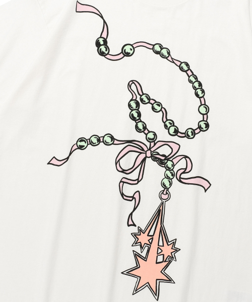 NICE GHOST CLUB(ナイスゴーストクラブ)の「パールネックレス シンボルビッグビッグティー_ホワイト(NG2FMUT544A)(Tシャツ/カットソー・レディース・その他・S/M)」の4枚目の写真