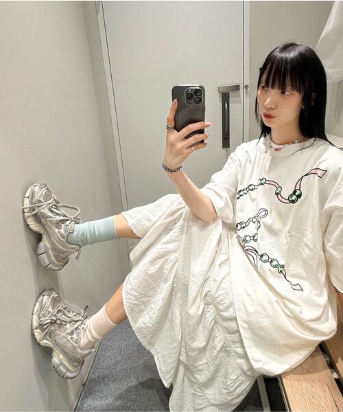 NICE GHOST CLUB(ナイスゴーストクラブ)の「パールネックレス シンボルビッグビッグティー_ホワイト(NG2FMUT544A)(Tシャツ/カットソー・レディース・その他・S/M)」の8枚目の写真