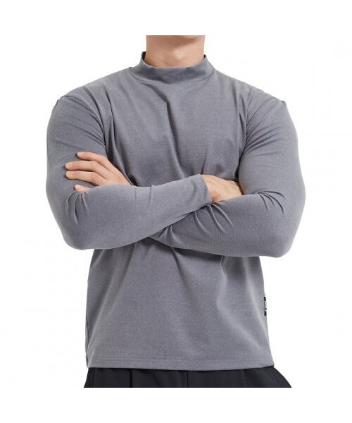NINEZ(ナインゼット)の「マッスルフィットハイネック長袖TシャツNFHT1(Tシャツ/カットソー・メンズ・グレー・M)」の2枚目の写真