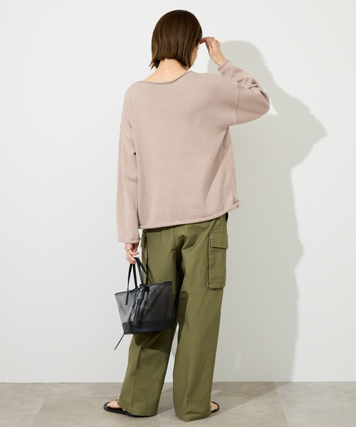 TRICOTS JEAN MARC（トリコットジーンマルク）の「TRICOTS JEAN MARC/トリコットジーンマルク SLOBE別注 ニットプルオーバー（ニット/セーター・レディース・スカイブルー/ベージュ系その他/ブラウン・FREE）」の4枚目の写真