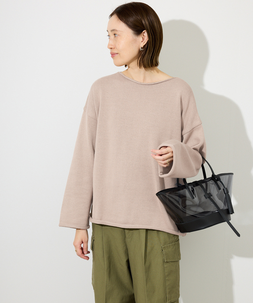 TRICOTS JEAN MARC（トリコットジーンマルク）の「TRICOTS JEAN MARC/トリコットジーンマルク SLOBE別注 ニットプルオーバー（ニット/セーター・レディース・スカイブルー/ベージュ系その他/ブラウン・FREE）」の5枚目の写真