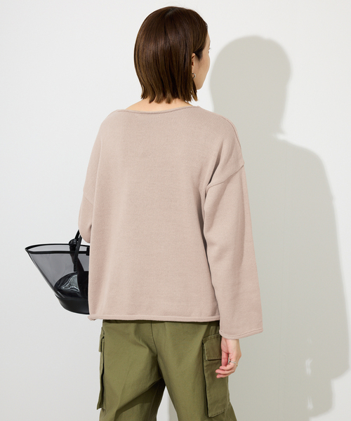 TRICOTS JEAN MARC（トリコットジーンマルク）の「TRICOTS JEAN MARC/トリコットジーンマルク SLOBE別注 ニットプルオーバー（ニット/セーター・レディース・スカイブルー/ベージュ系その他/ブラウン・FREE）」の7枚目の写真